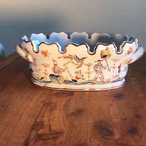 Tiffany Pottery Scalloped Jardiniere hand painted in France.